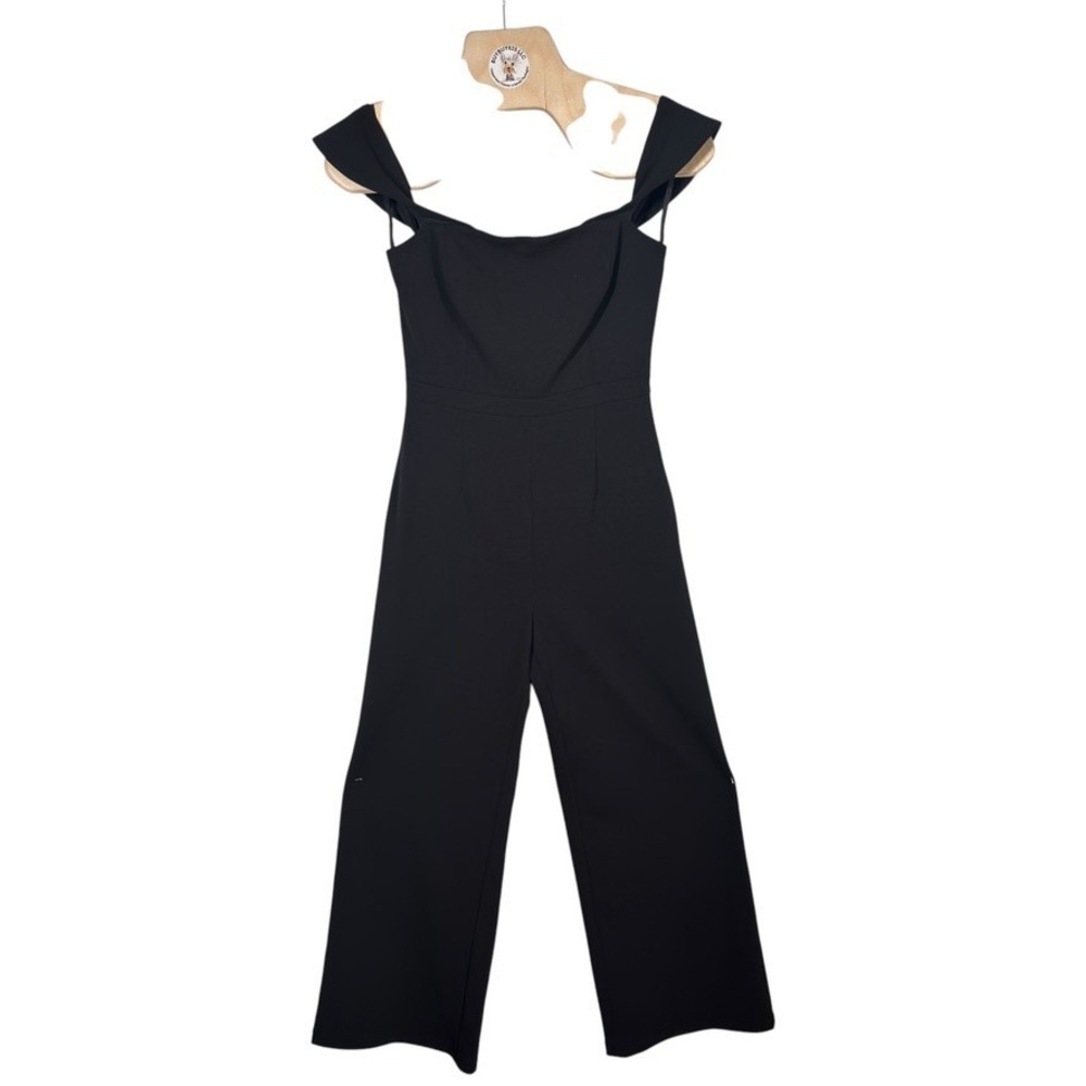 Antonio Melani Women's 2 Black Off Shoulder Wide Leg Jumpsuit Formal - Picture 2 of 7
